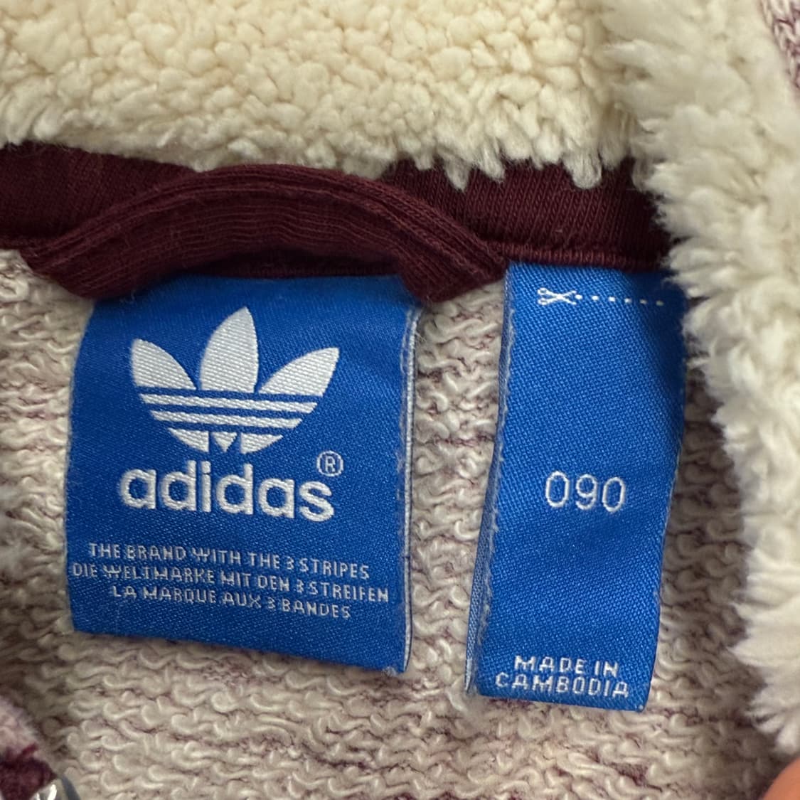 아디다스 연보라 퍼플 양털 백로고 빅로고 후드집업 90 상품이미지5