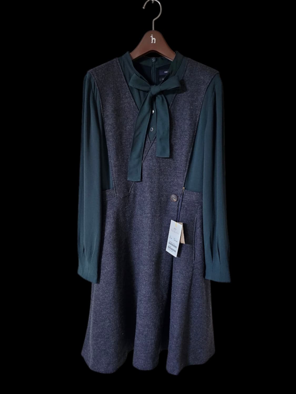 [미착용] 헤지스레이디스 배색 울 미디원피스 55 66 상품이미지5