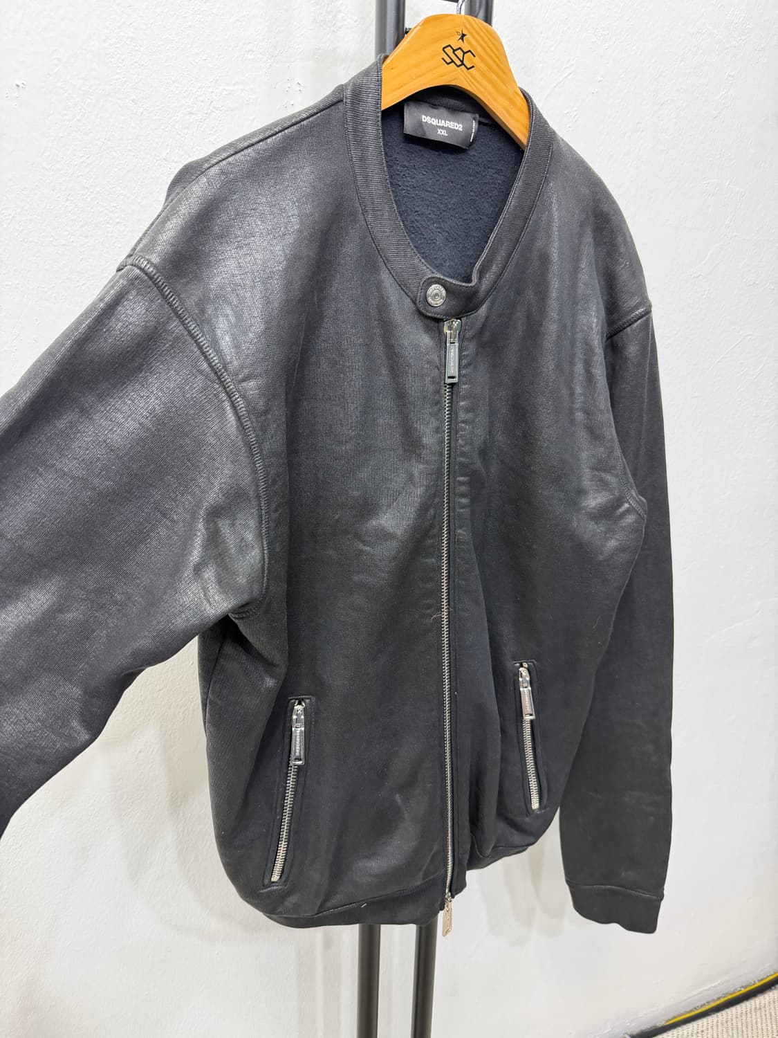 정품) 디스퀘어드2  블랙 코팅 라이더 자켓 XXL  상품이미지3