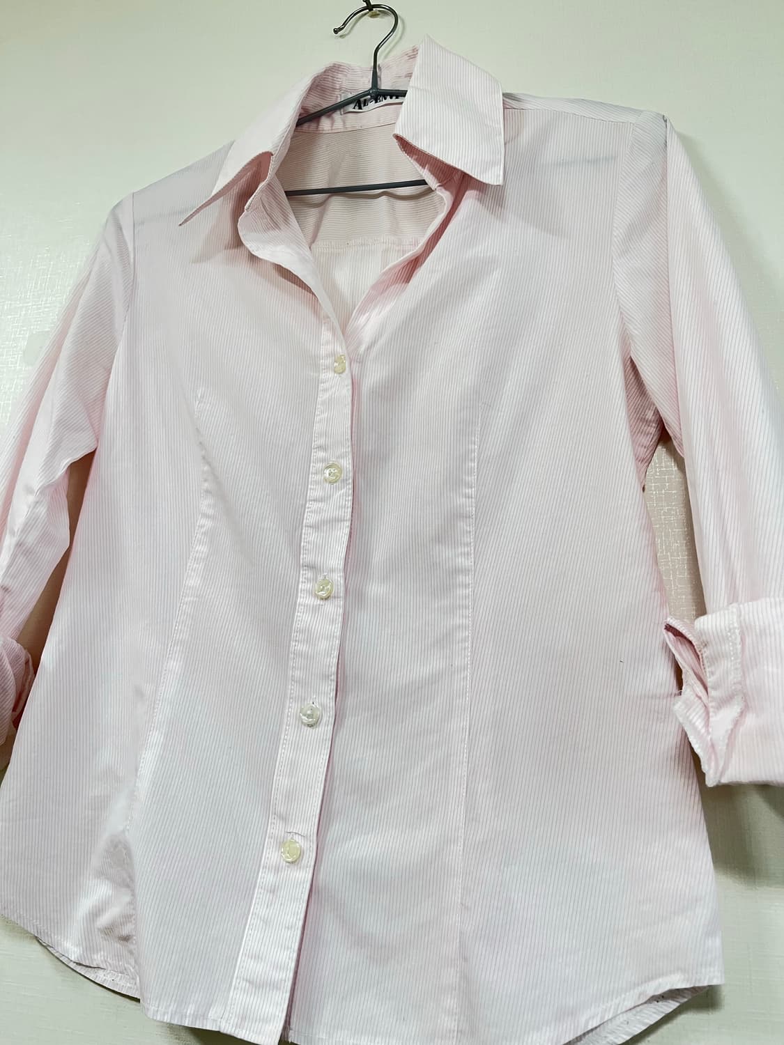 일본 빈티지 연핑크 스트라이프 셔츠 상품이미지3