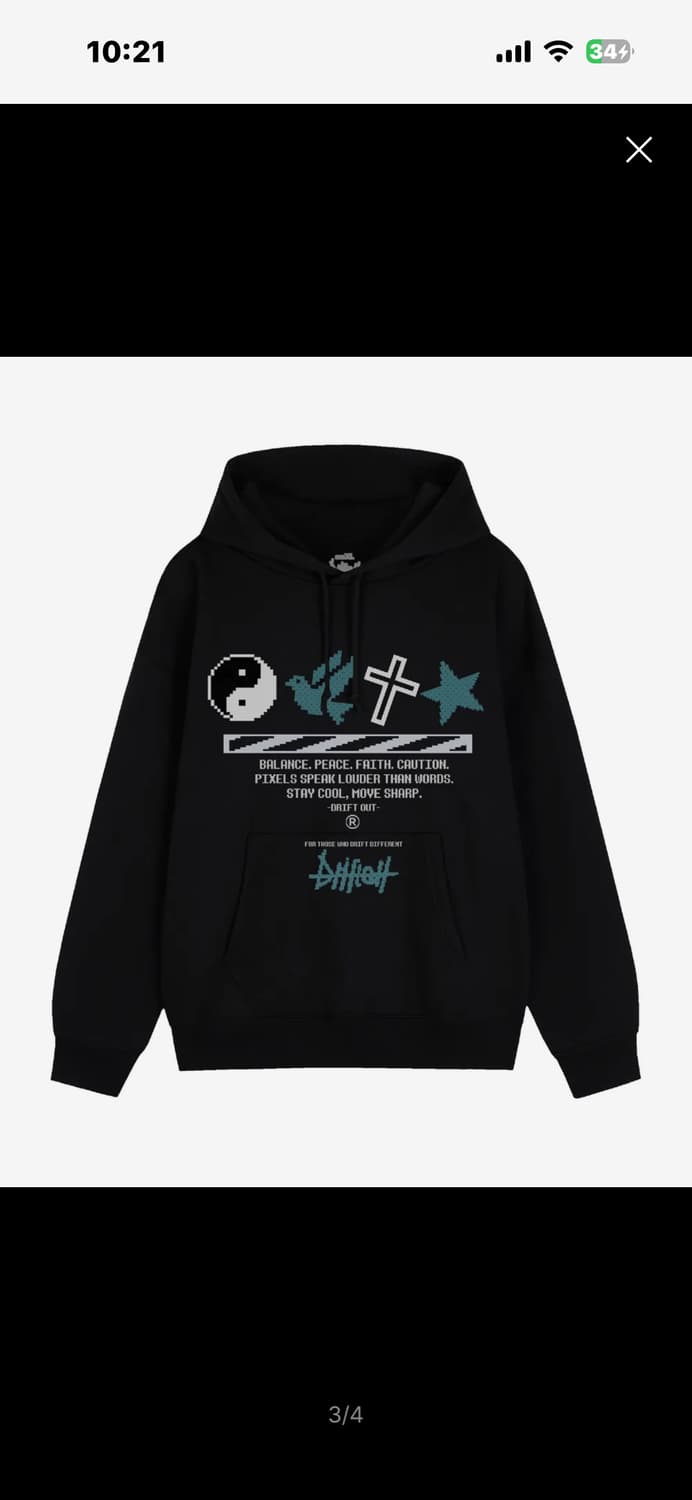 드리프트아웃 픽셀 밸런스 오버핏 후드 S 상품이미지1