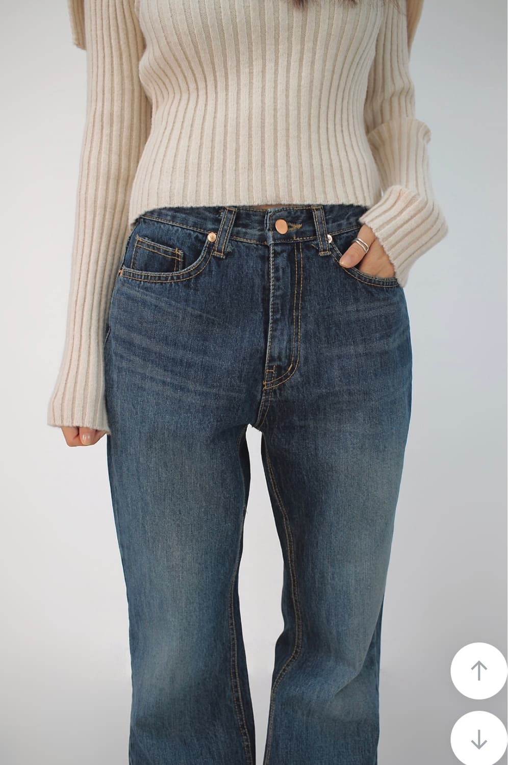 시크윈 ootj 실루엣 워싱 브러쉬 부츠컷 데님팬츠 상품이미지5