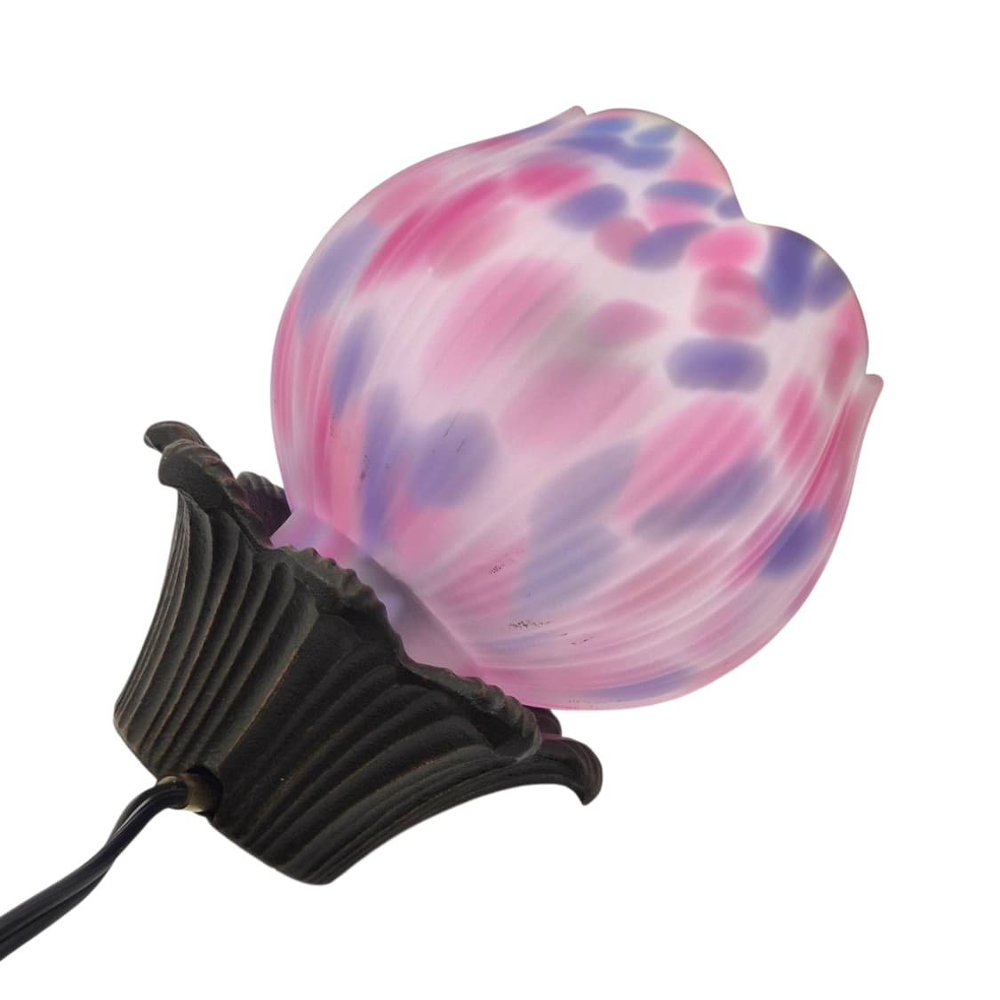 90s 호야 크리스탈 퍼플 튤립 화분 탁상 램프 상품이미지6