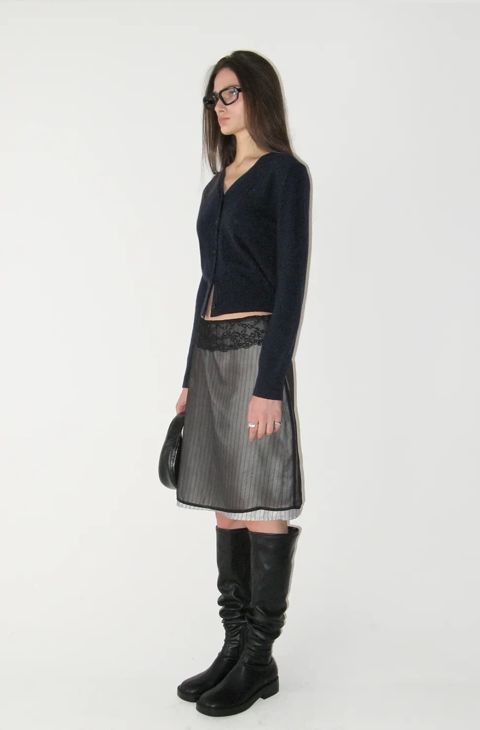 썬번프로젝트 Lace Layered Midi Skirt Black S 상품이미지2