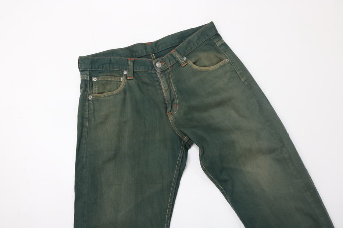 빈티지 재팬 메이드 그린 워싱 플랩 포켓 데님 팬츠 (L) 상품이미지3