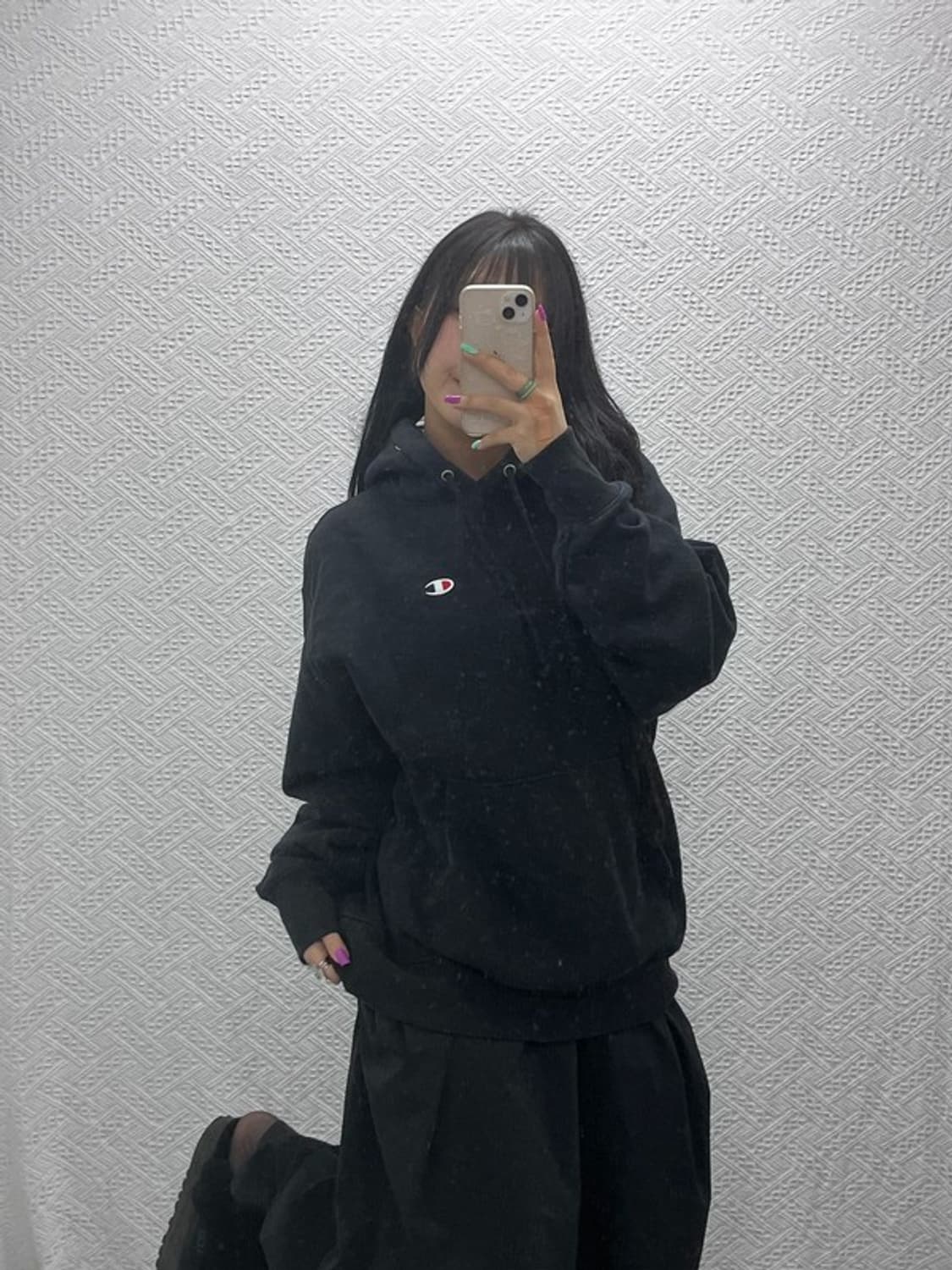 챔피언 리버스위브 올드스쿨 패치로고 약기모 후드티 L C07280 상품이미지2