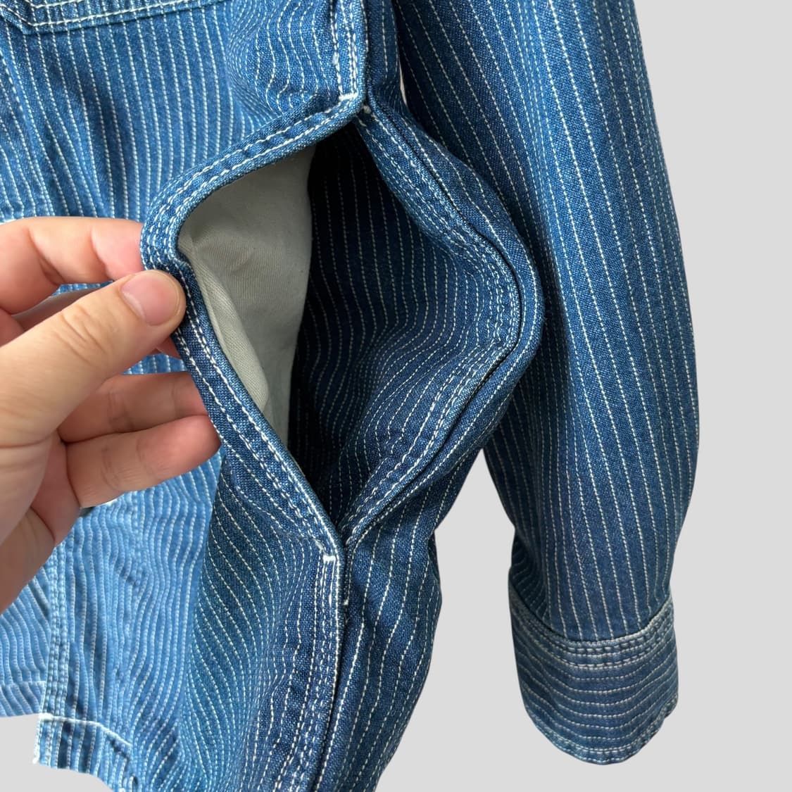 (M)유니클로 히코리 스트라이프 데님 워크자켓 상품이미지5