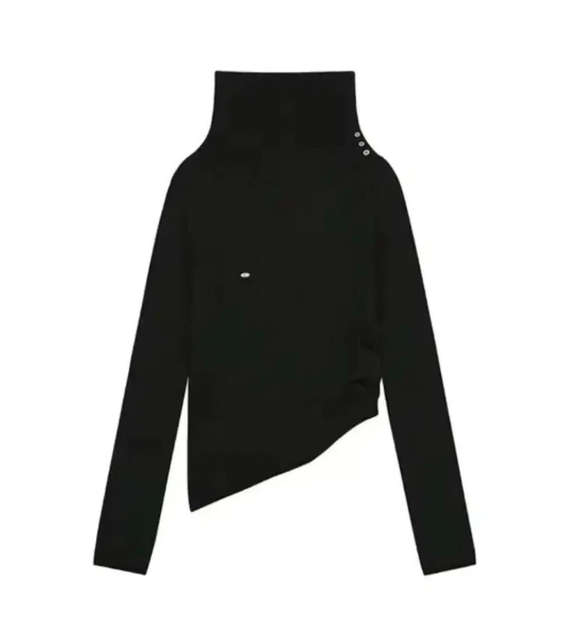 보헤미안서울 오픈 카라 언발란스 니트 블랙 상품이미지2