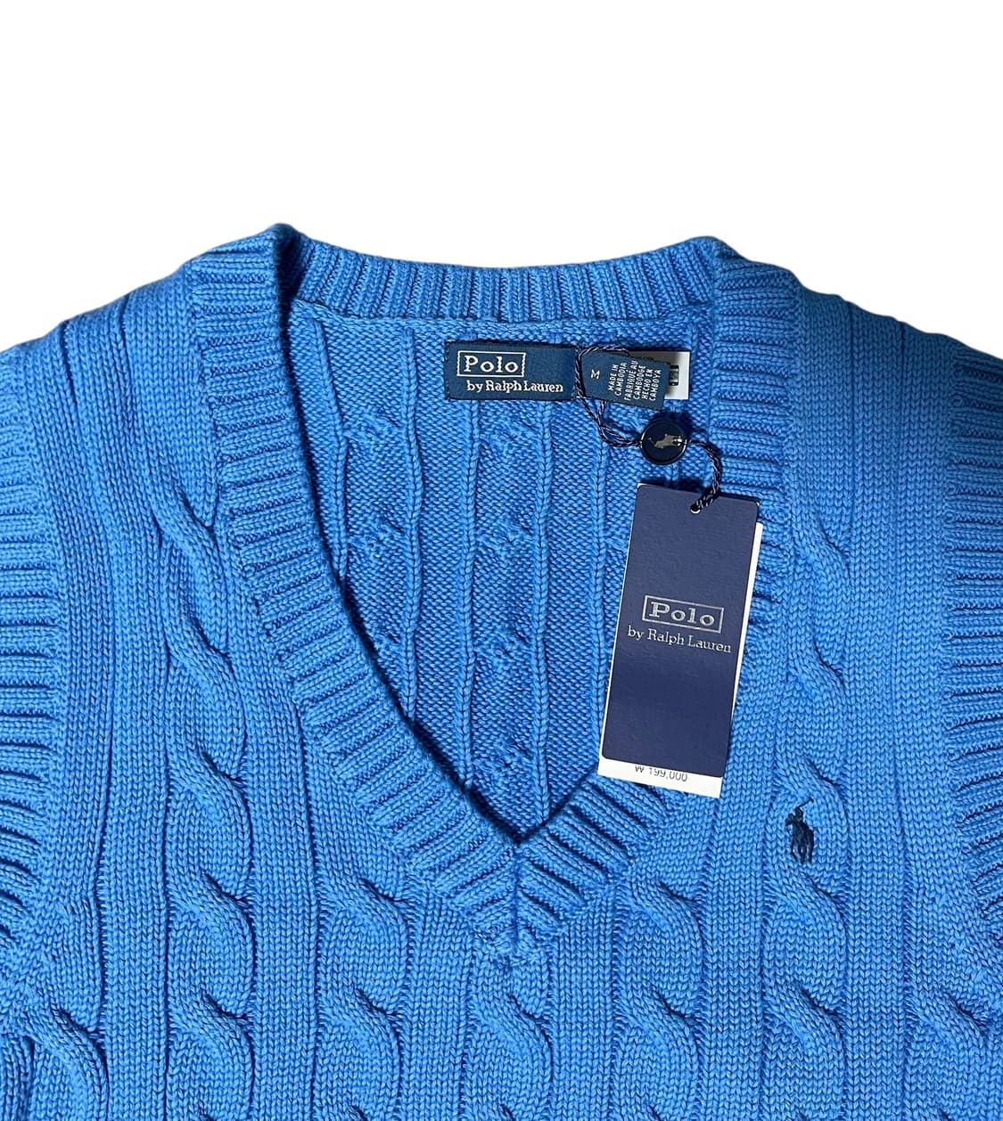 (새상품)폴로 랄프로렌 케이블 니트 조끼 블루 M 새상품 상품이미지2