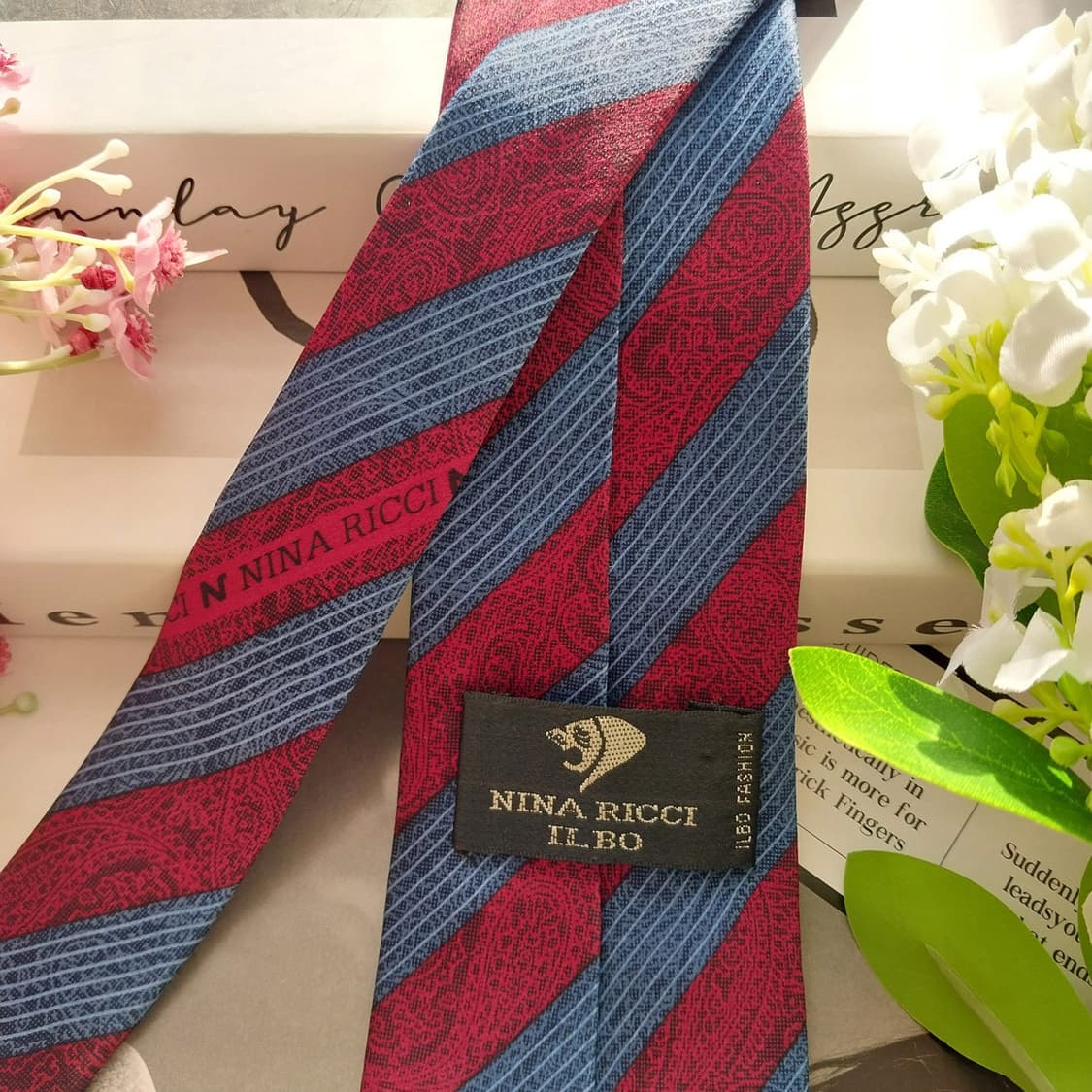 니나리치 실크 블루 스트라이프 로고 넥타이 8cm A+등급 K1718
 상품이미지6