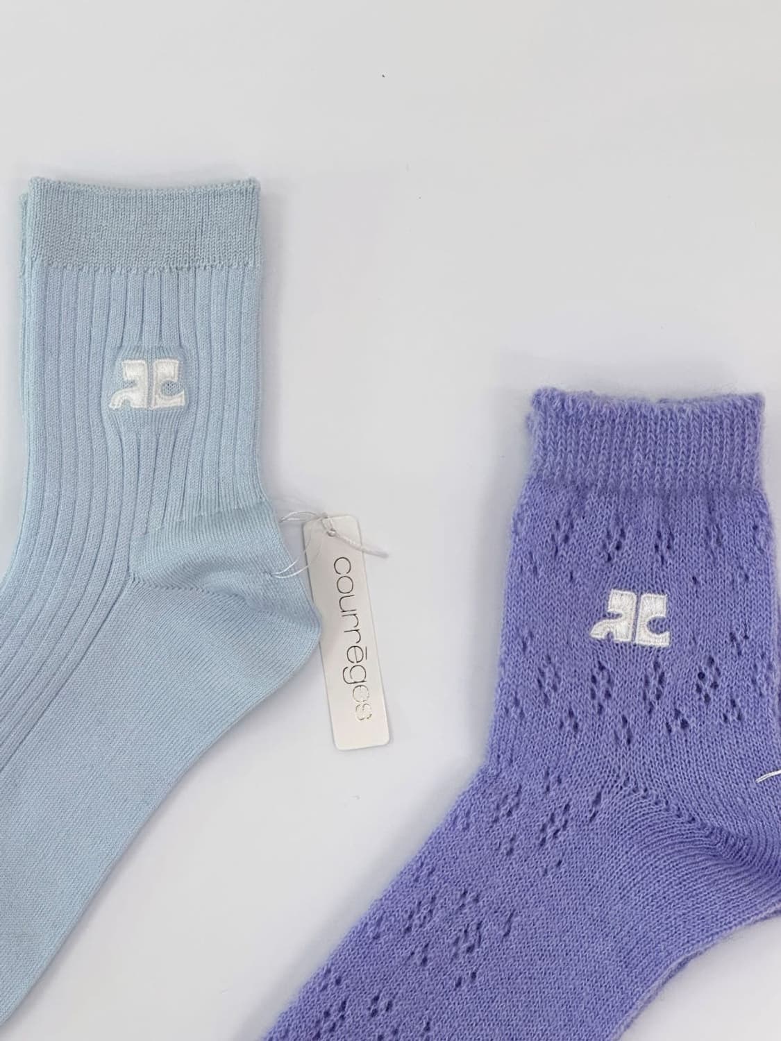 [새상품] courreges / 꾸레쥬 양말 (스카이블루 / 바이올렛) 상품이미지4