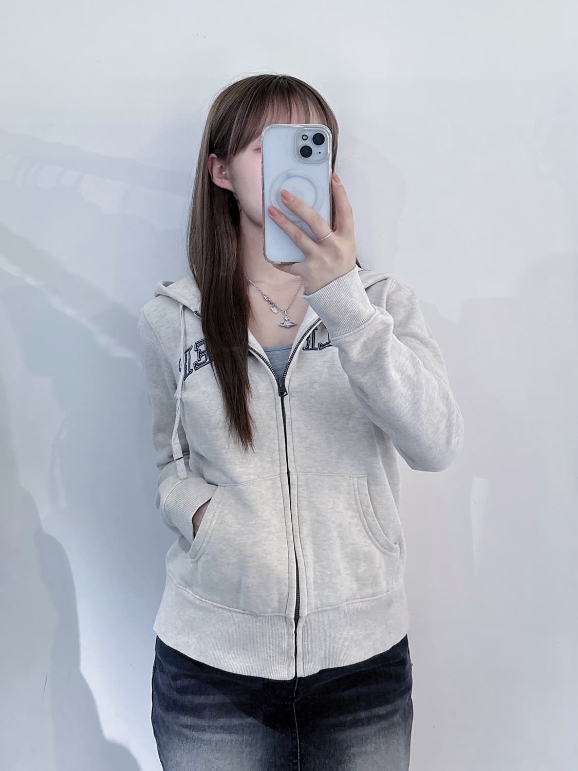 타미힐피거 오트밀 스펠로고 후드집업 상품이미지2