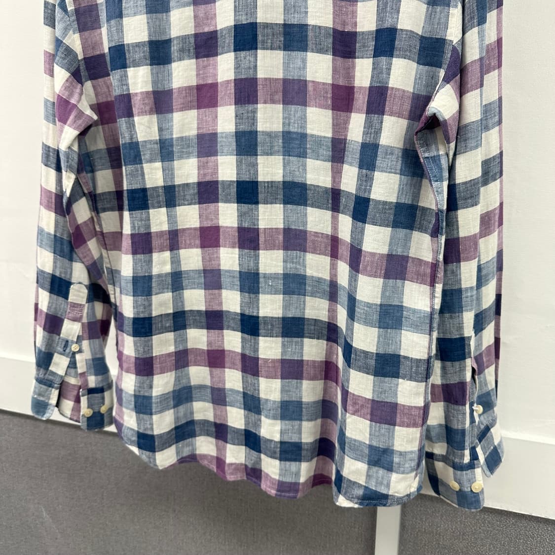 헤지스 슬림핏 린넨 체크 셔츠 남방 95 s193 상품이미지10