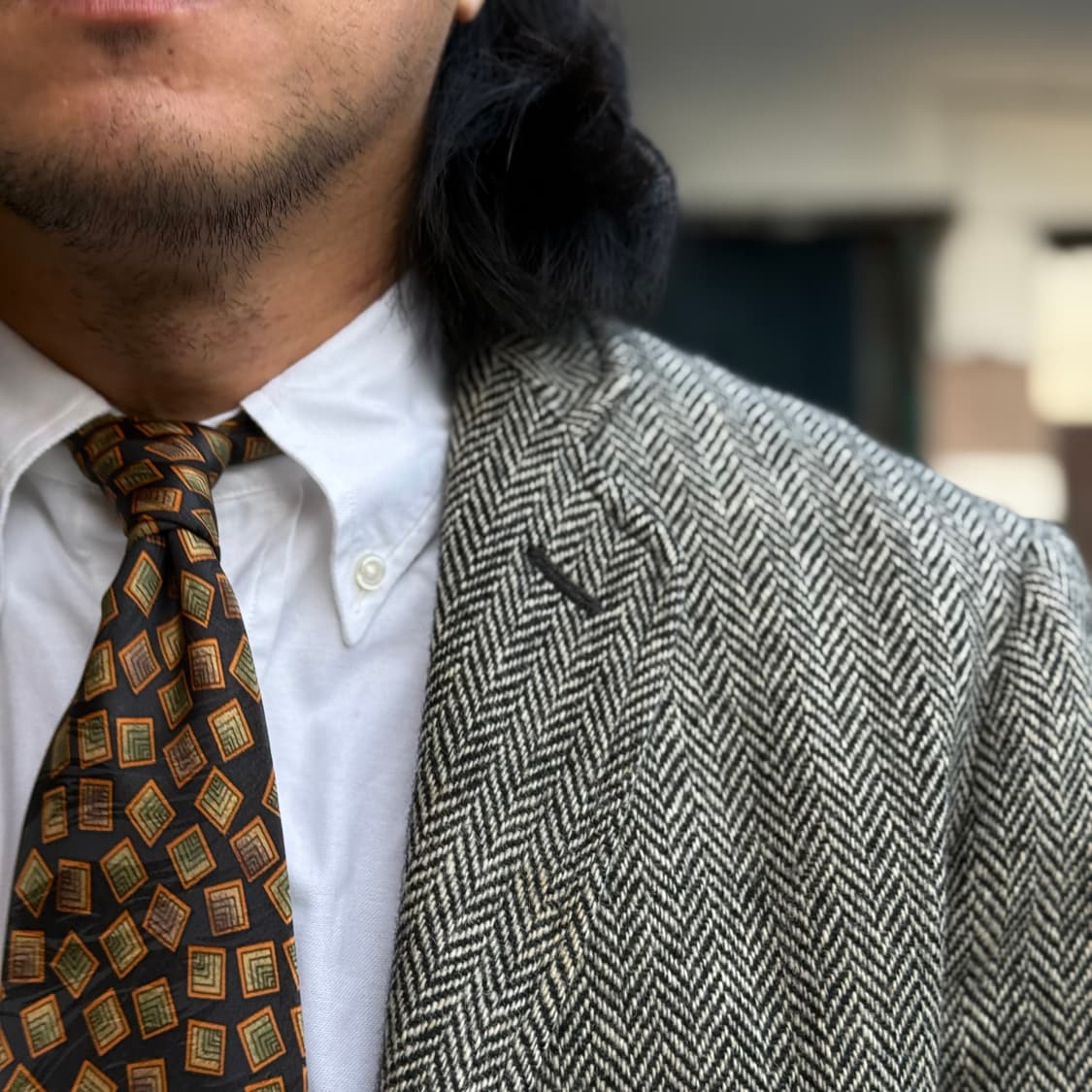 90‘s 빈티지 헤링본 트위드 울 자켓 L 상품이미지9