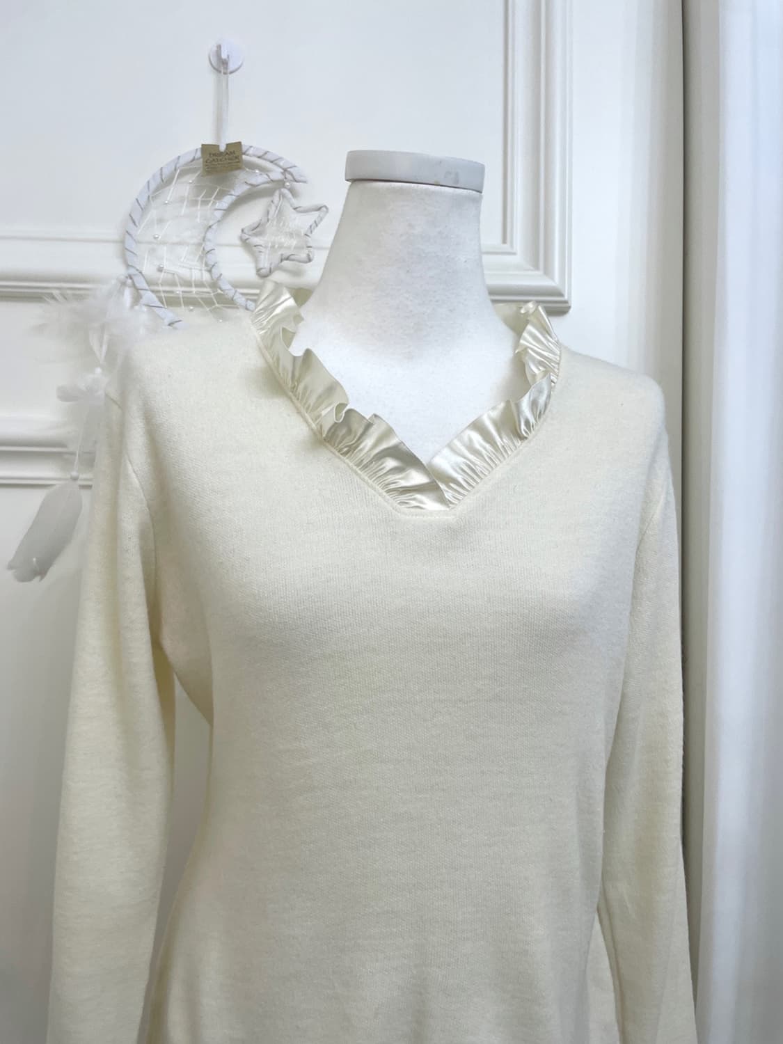 ivory satin frill point knit&black pleat 상품이미지10