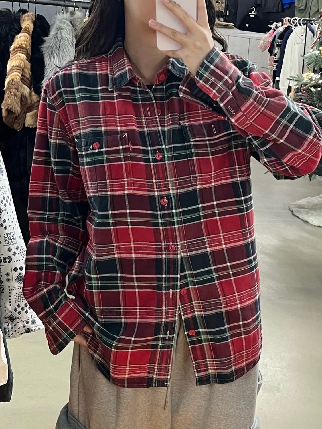 리바이스 크리스마스체크 셔츠 상품이미지1