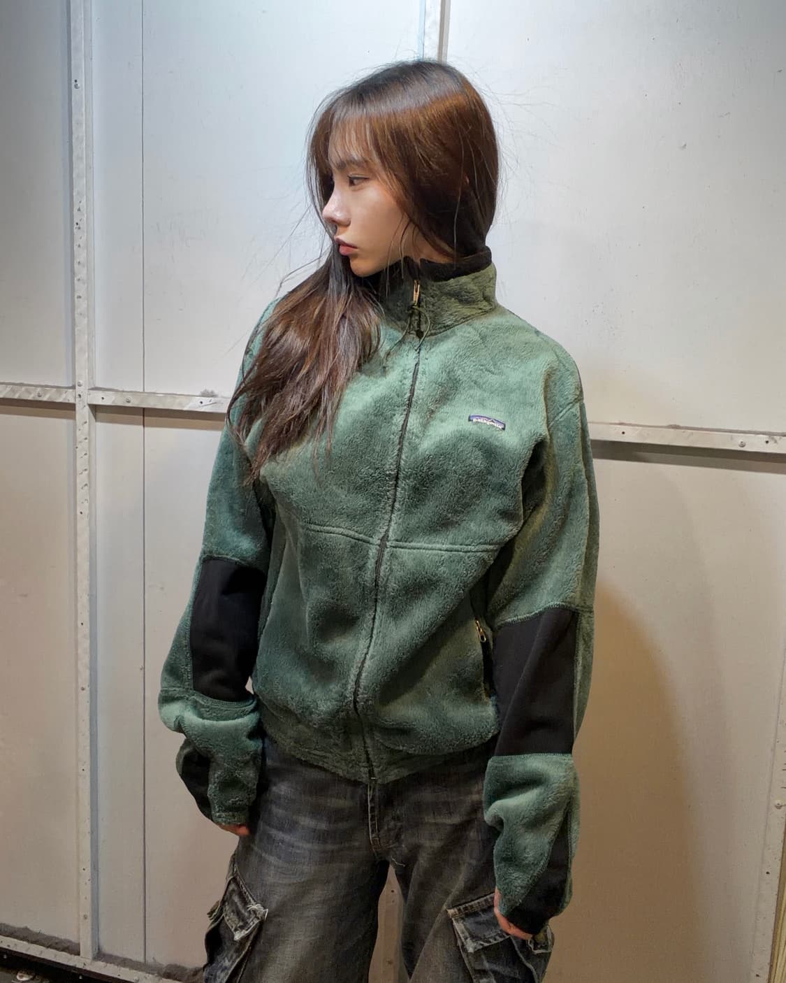 90s PATAGONIA u.s.a green fleece zip-up 상품이미지1