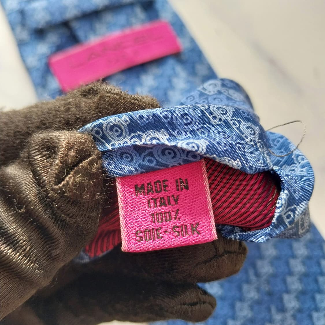 란셀 실크 블루 올오버 패턴 넥타이 8.8cm A+등급 K1893 상품이미지10