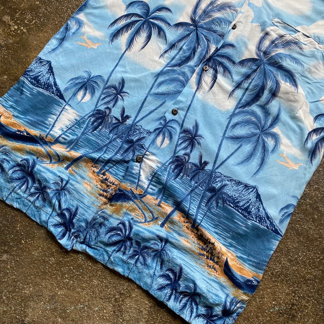 빈티지 하늘 야자수 프린팅 반팔 셔츠 상품이미지3