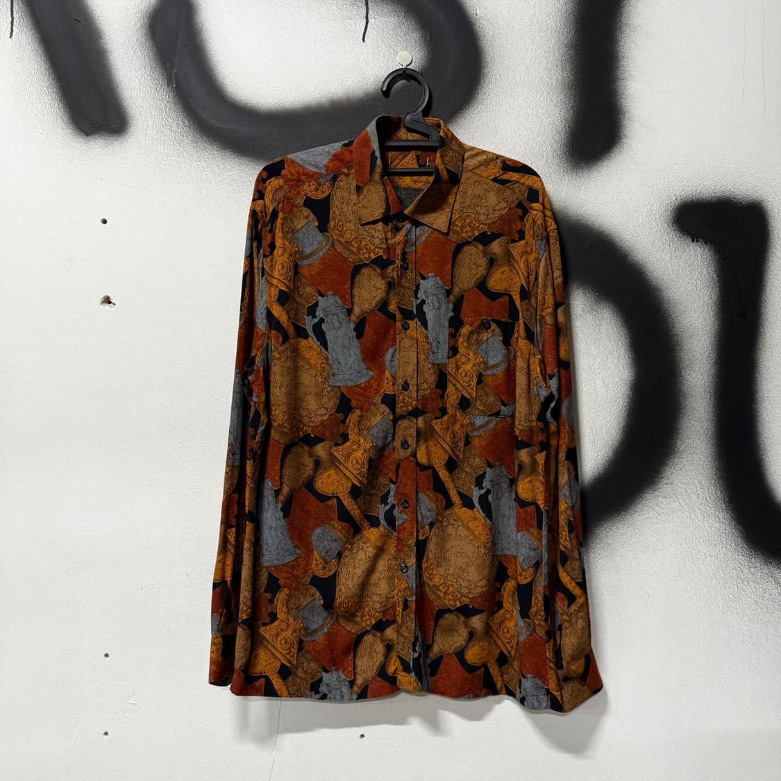 VTG 빈티지 빅사이즈 에스닉 풀 패턴 원포켓 긴팔 셔츠 상품이미지1