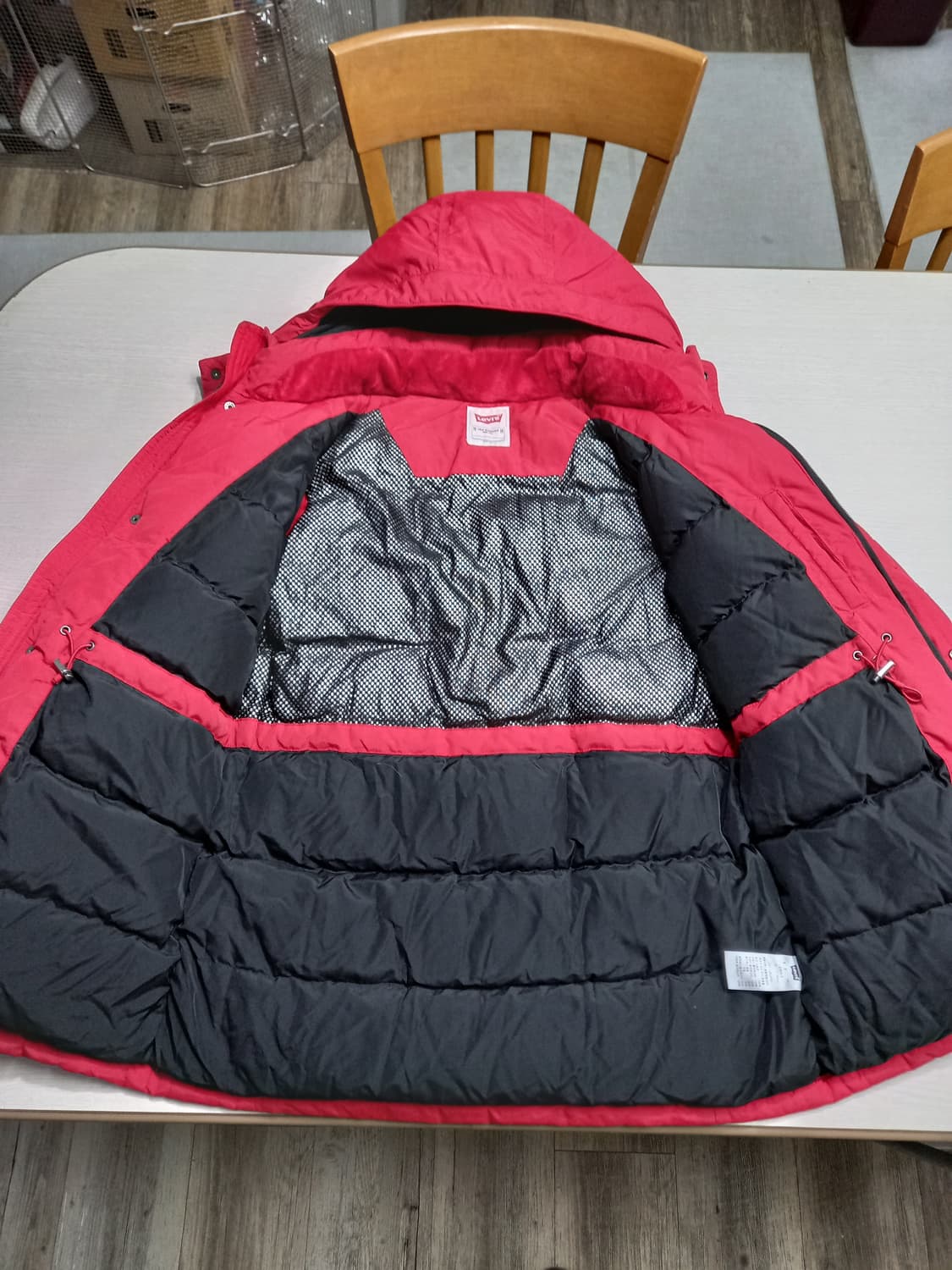 M90 리바이스 여성용 덕다운 하프패딩 레드 M-978 상품이미지5