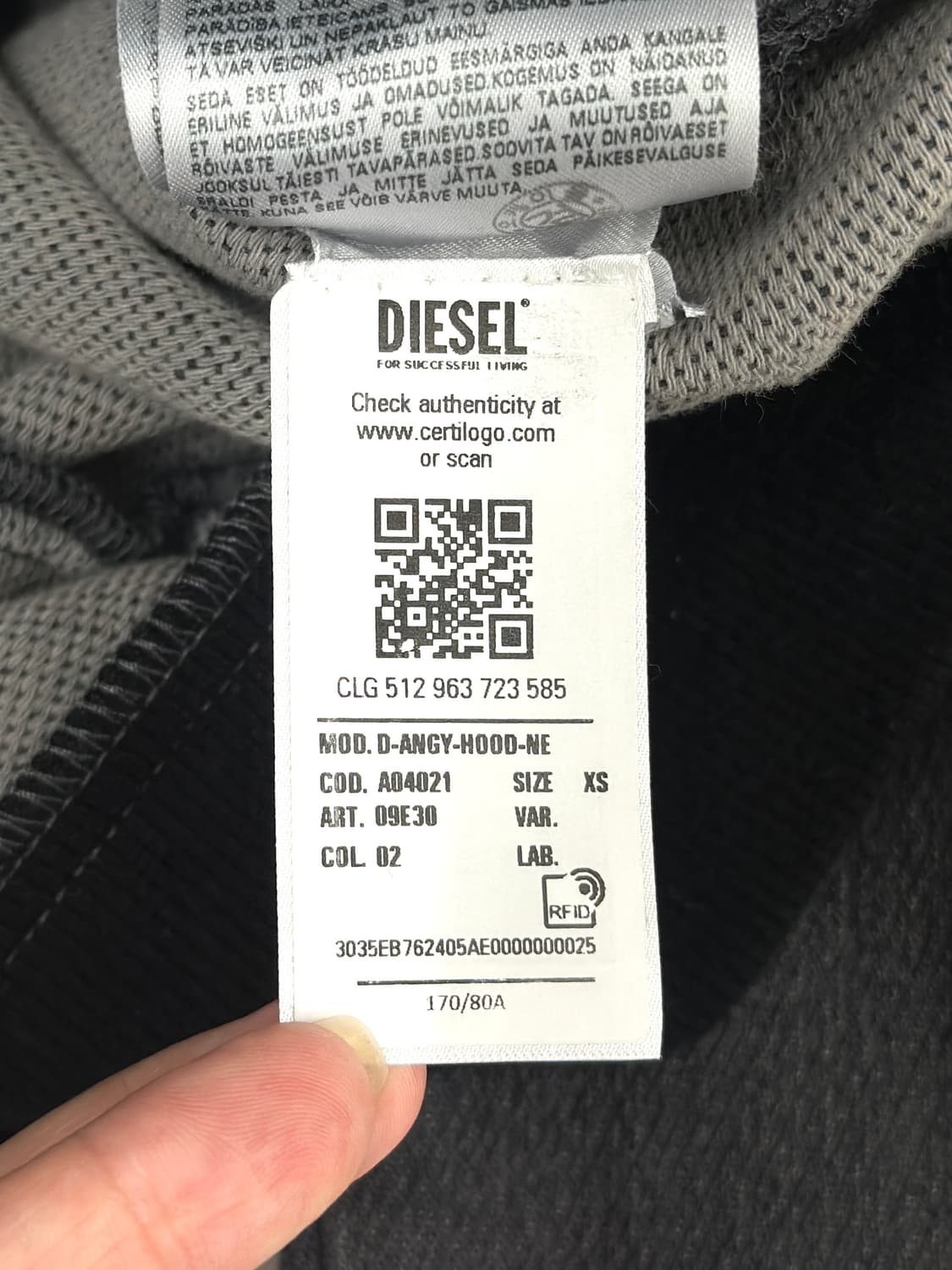 디젤 D-ANGY 워시 이펙트 데님 크롭 후드 상품이미지8