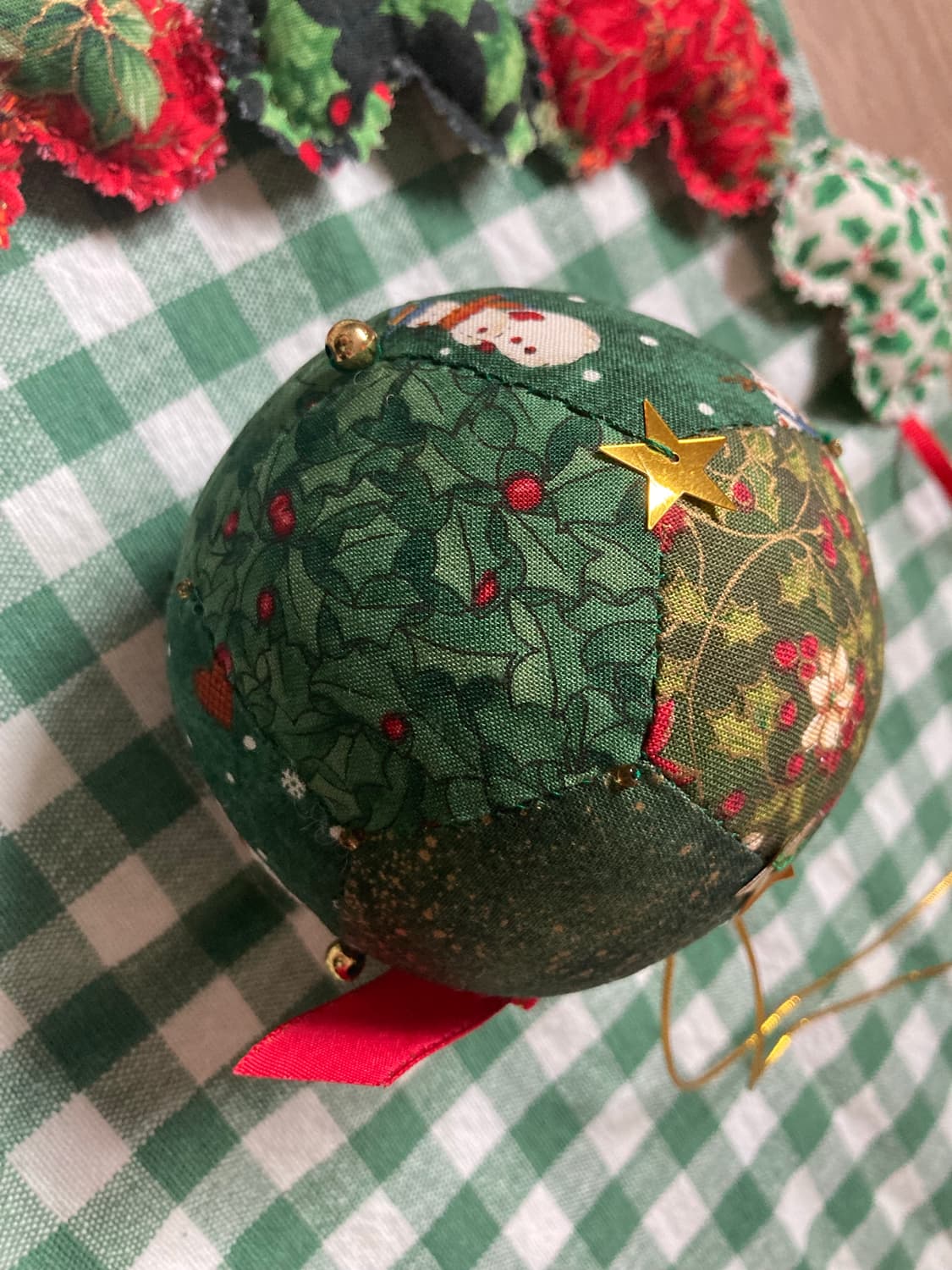 핸드메이드 퀼트 크리스마스 장식 볼 오너먼트 상품이미지6