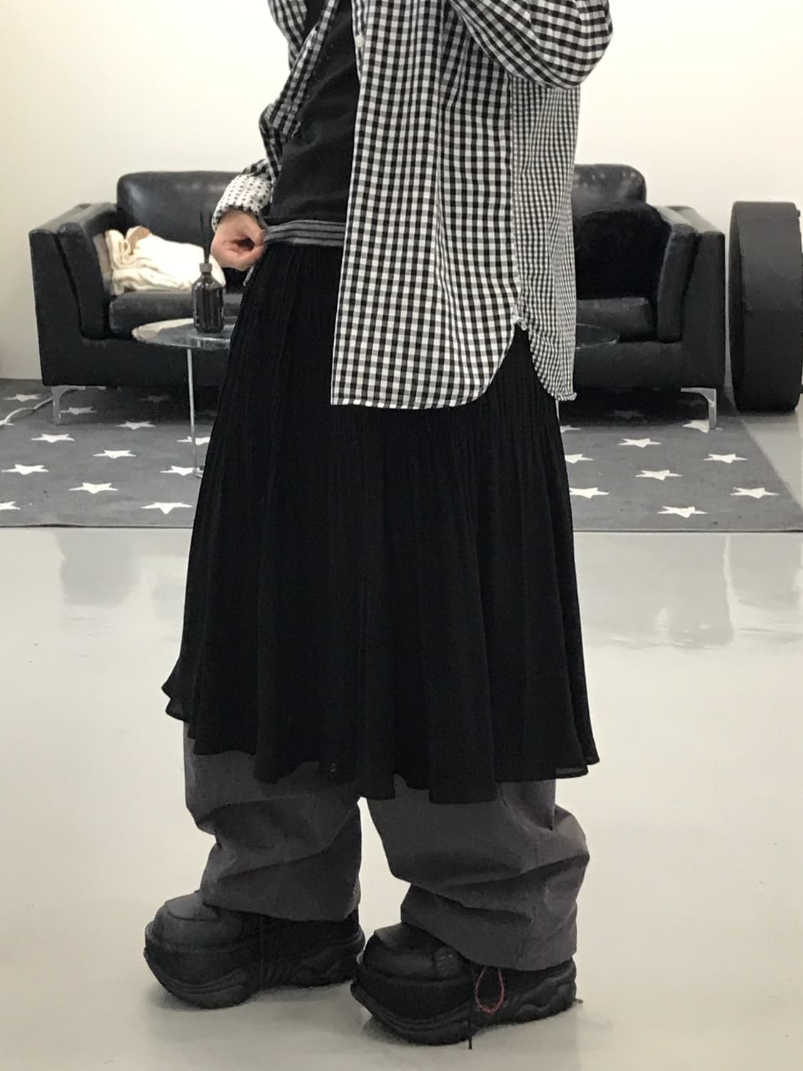 Jpn Black Poly Midi Skirts 상품이미지4