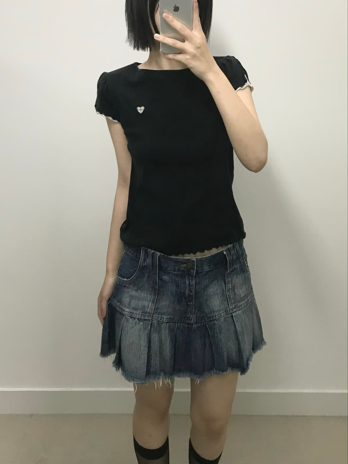 아베크롬비 순록 플리츠 데님 스커트 상품이미지4