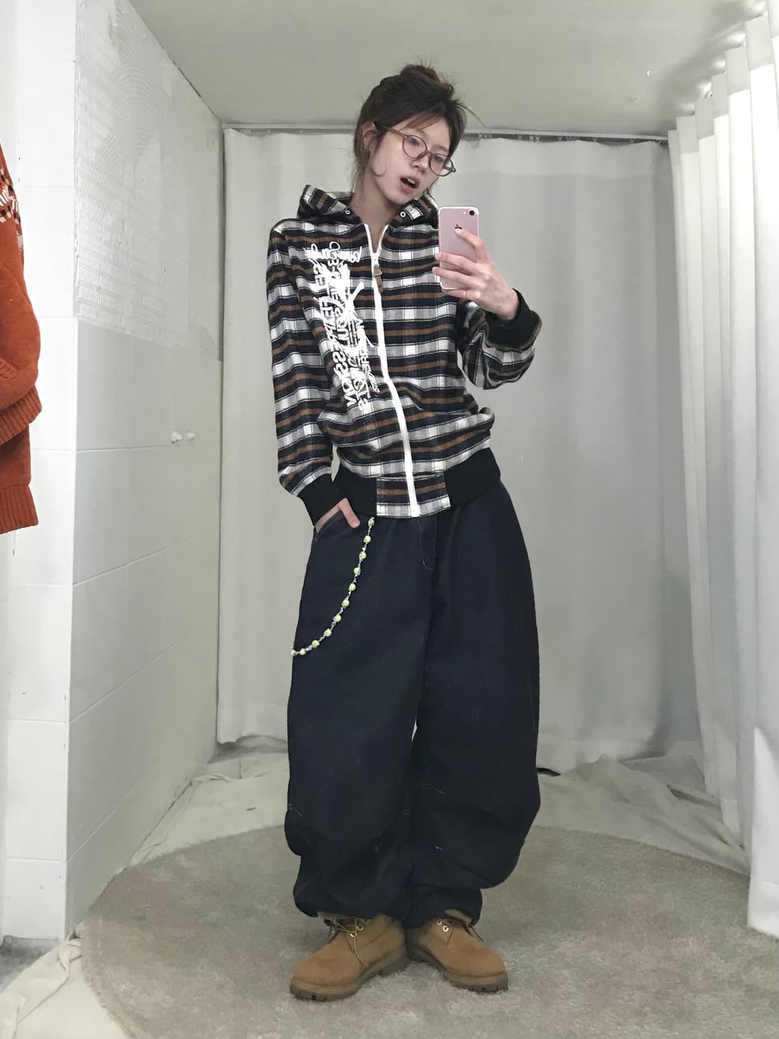 빈티지 오렌지 노르딕 스트릿 너드 힙 코디 세트 상품이미지3