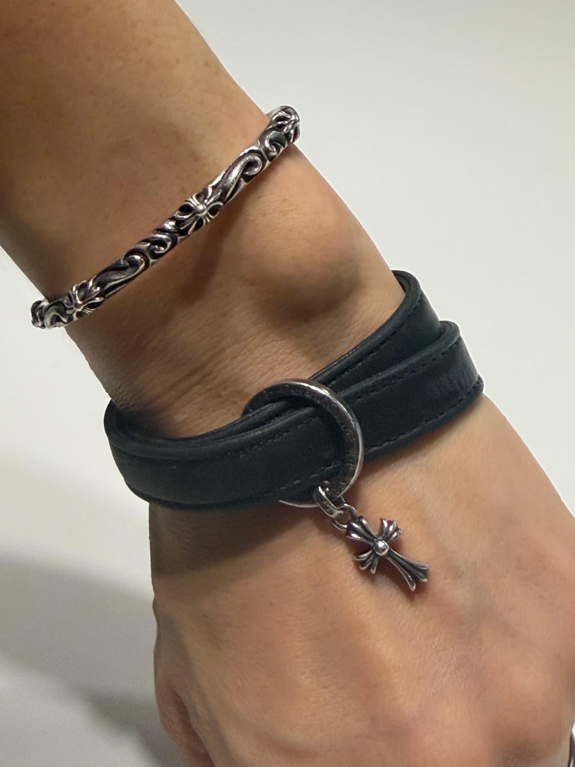 크롬하츠 가죽 실버링 팔찌 상품이미지8