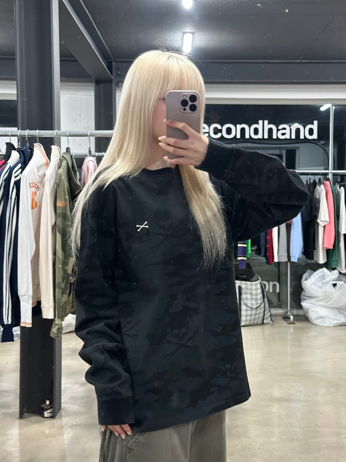 벤슨 스컬 카모 본 자수 긴팔 슬리브 상품이미지3