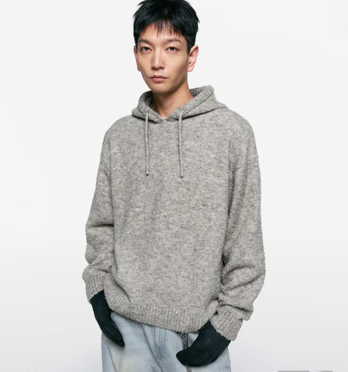 인사일런스 부클 니트 후디 ASH BROWN L사이즈 상품이미지1