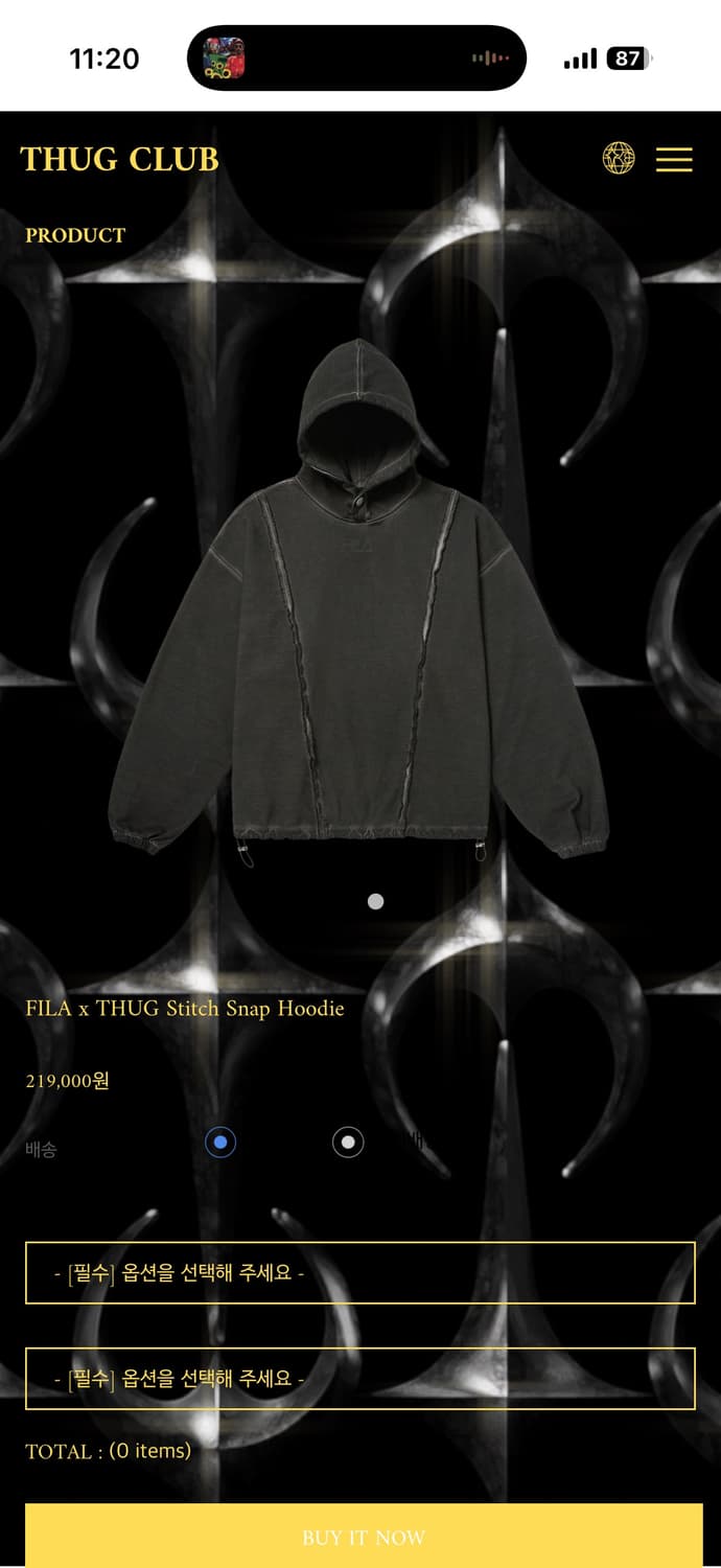 떠그클럽 X 휠라 스티치 워시드 후드스웻 상품이미지3