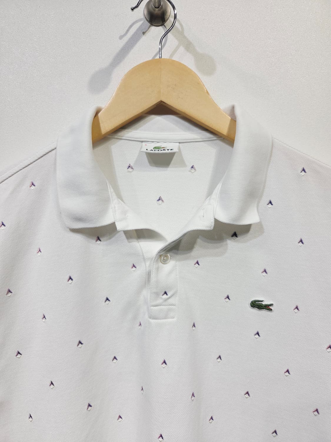 라코스테 화이트 미니 패턴 반팔 카라티 상품이미지3