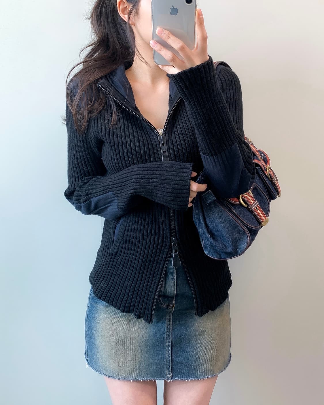 쇼트 니트 후드집업 상품이미지1