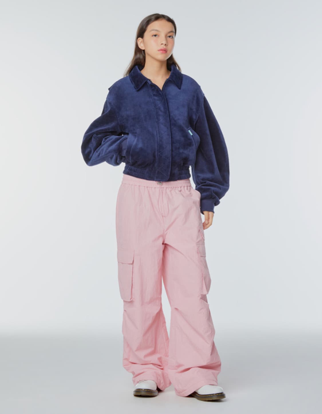 인스턴트펑크 크롭 벨벳 블루종 상품이미지3