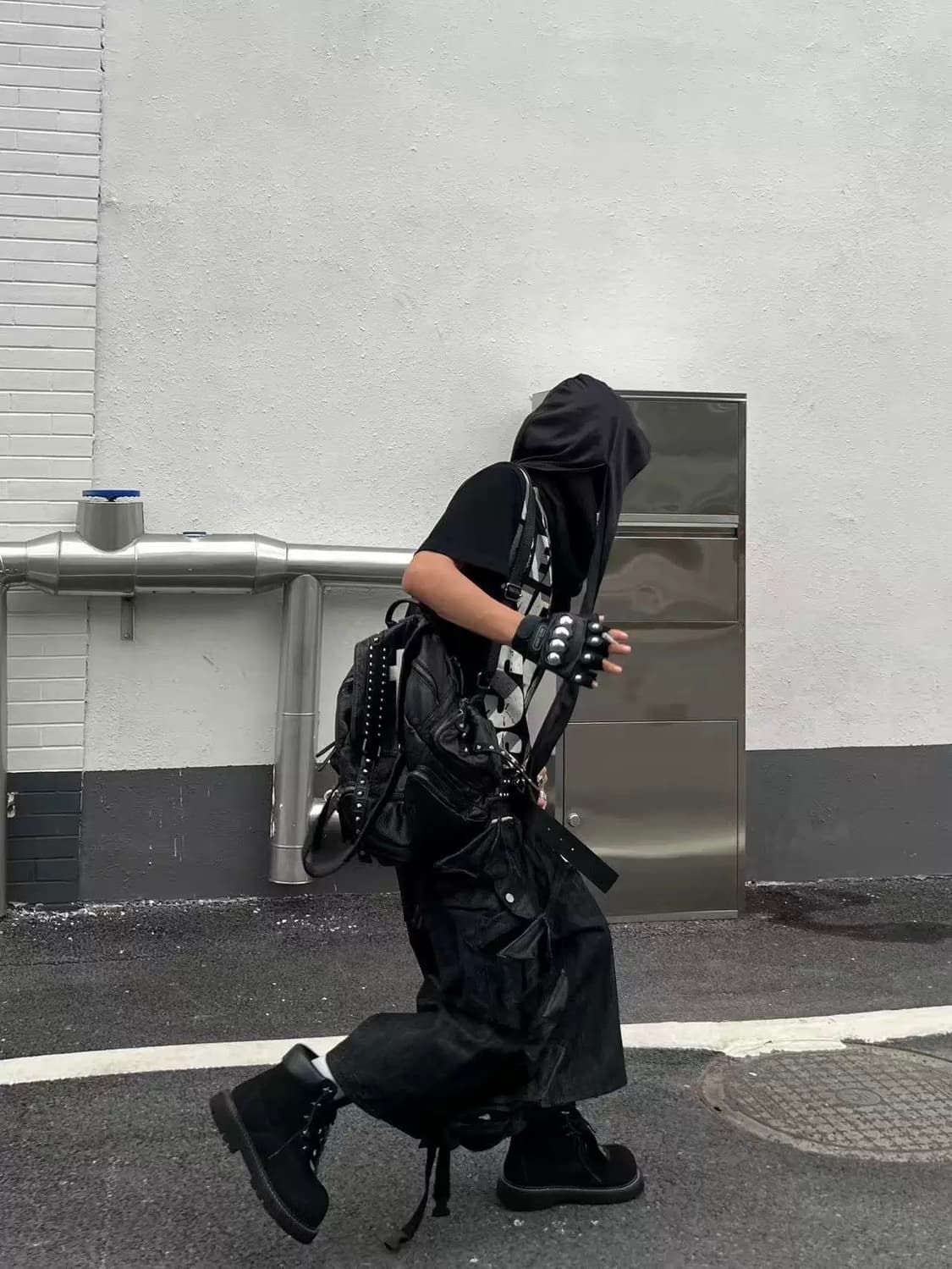 빈티지 펑크 레더 크로스 백팩  상품이미지8