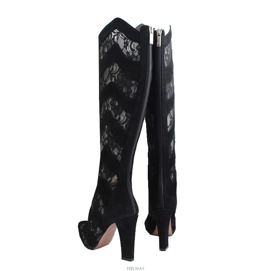 프란체스코 사코 블랙 레이스 롱부츠 (36) 상품이미지4