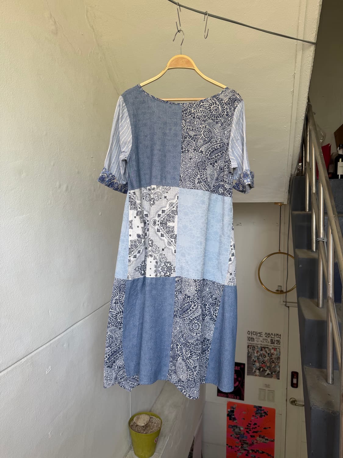페어리 데님 패치워크 미디 원피스 상품이미지5