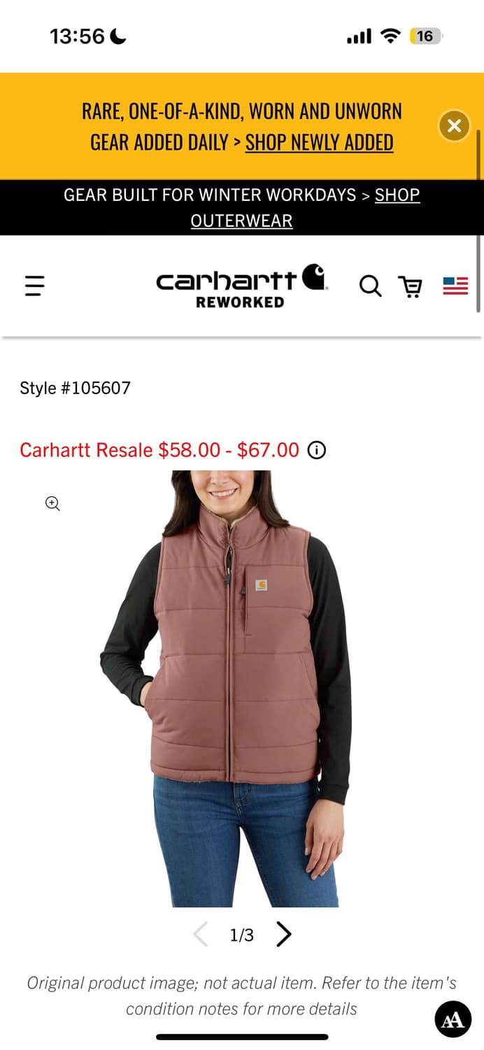 칼하트 리버서블 양털 패디드 베스트 s 상품이미지1