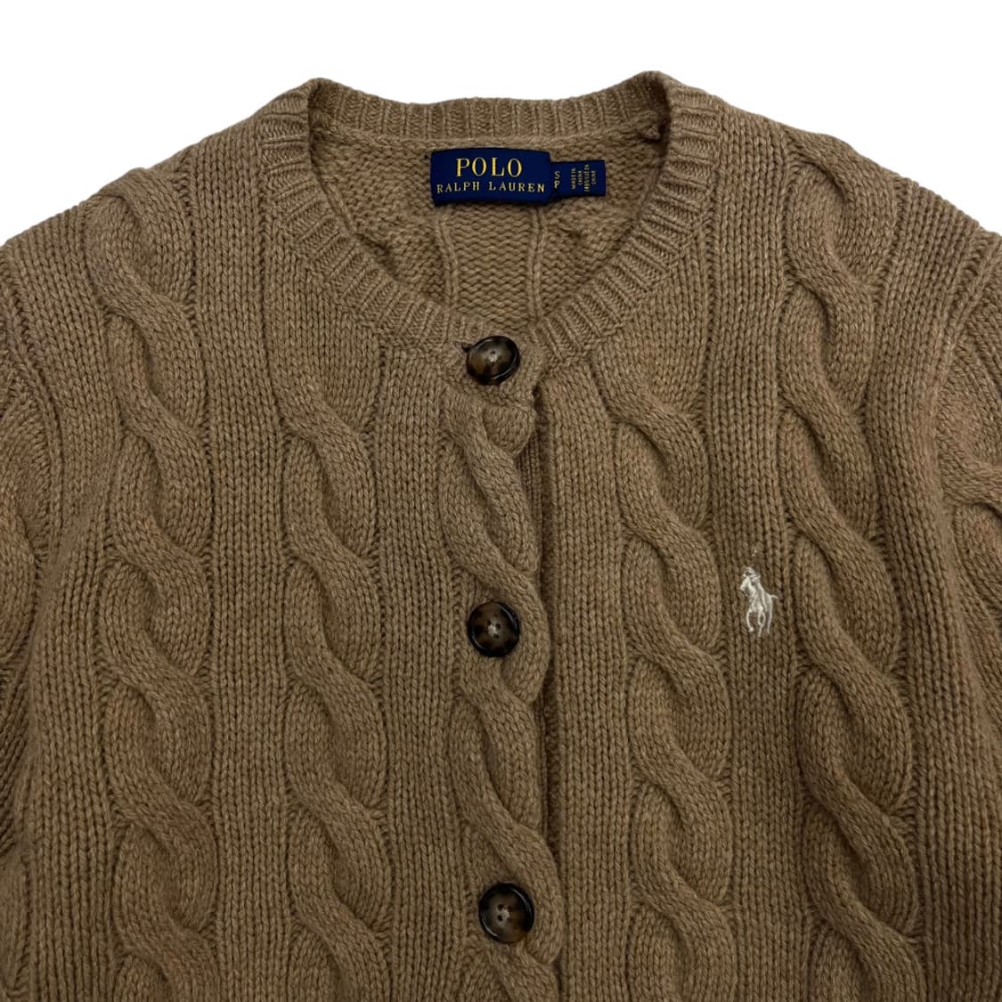 폴로 랄프로렌 화이트포니 베이지 헤비울 꽈배기 가디건 S 상품이미지4