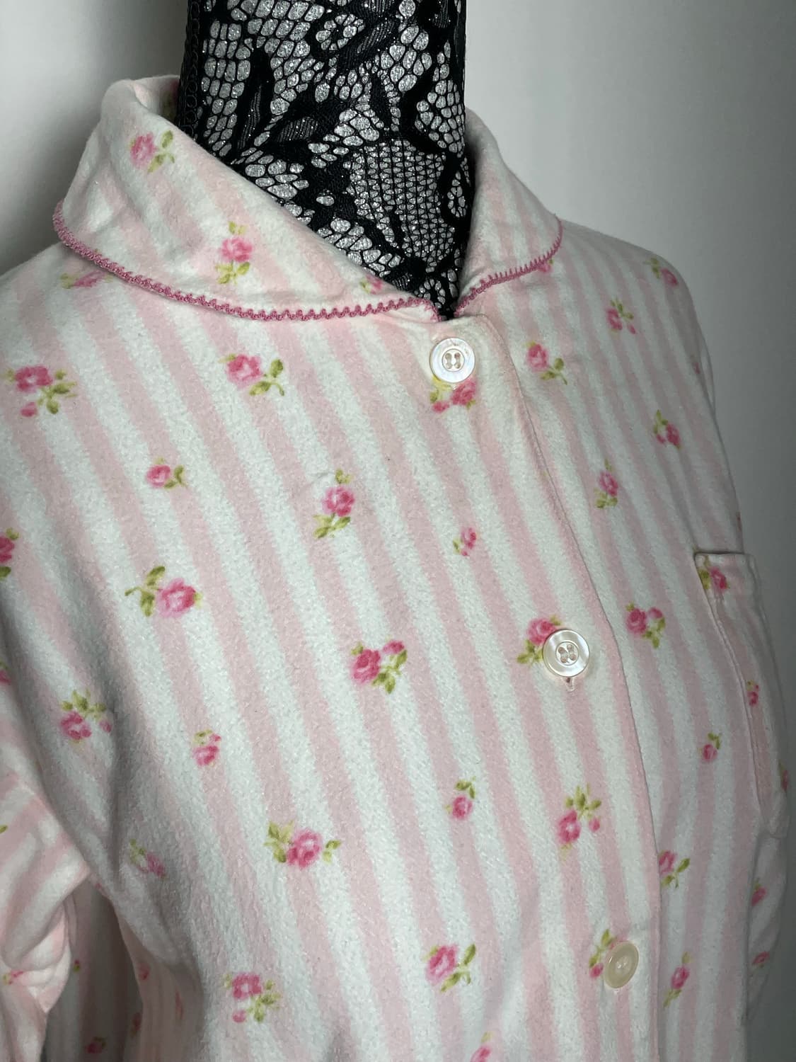 JPN 핑크 플라워 스트라이프 줄무늬 히메갸루 파자마 세트 상품이미지6