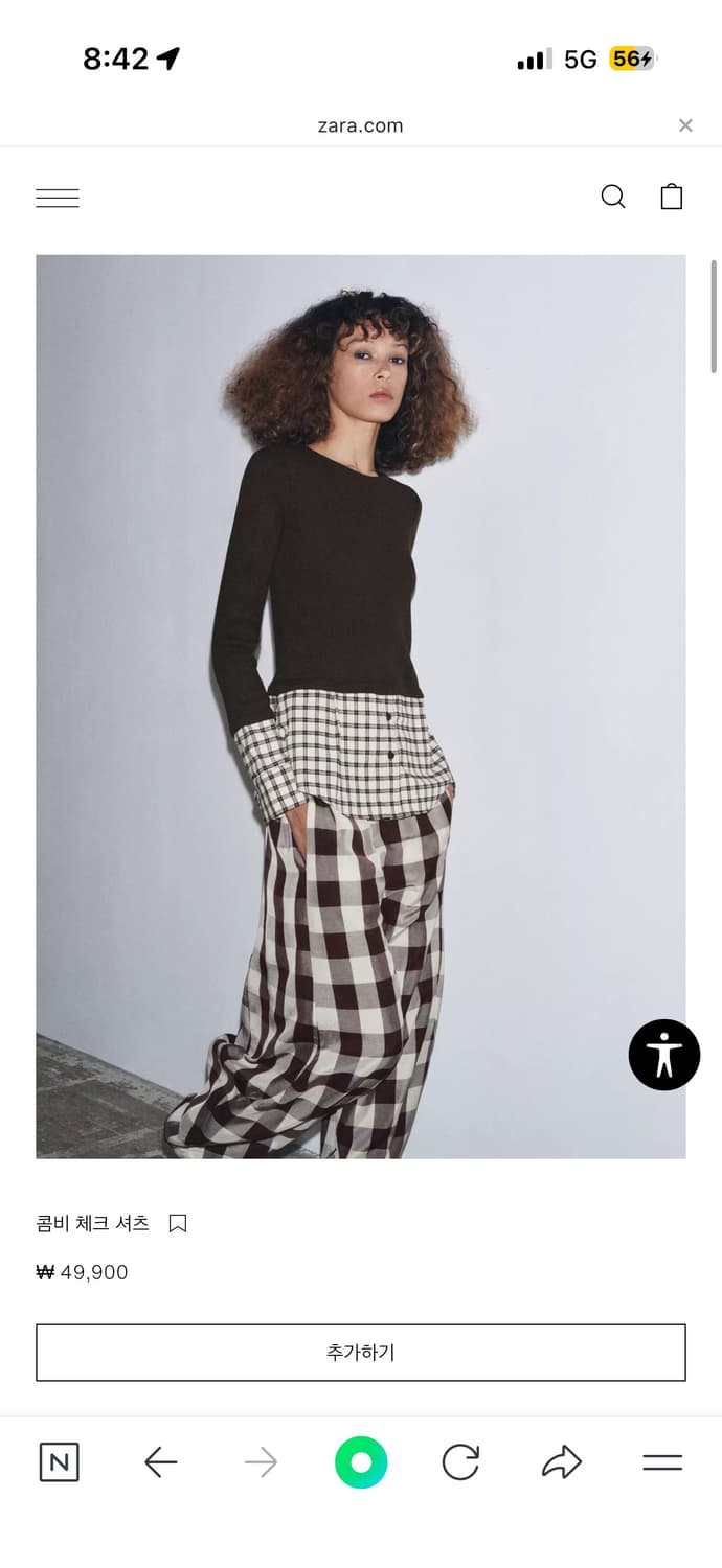 Zara 콤비 체크 셔츠  상품이미지2