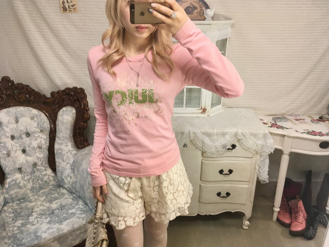 쥬시꾸뛰르 갸루 핑크 롱슬리브 상품이미지2