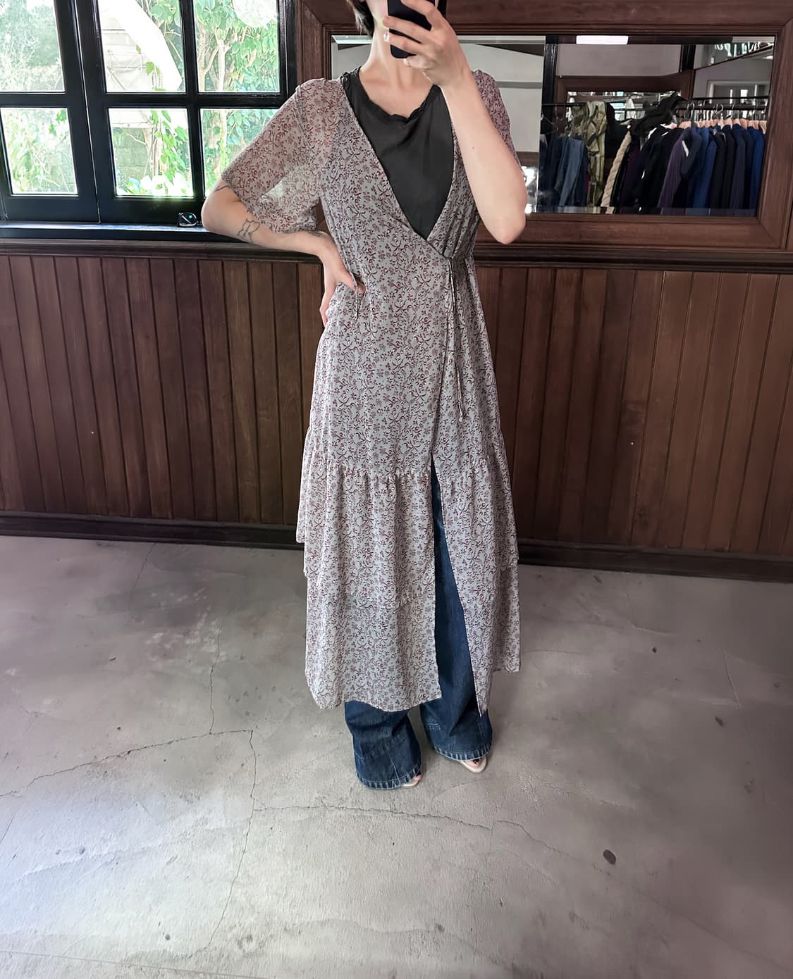 NEEDLES floral sheer wrap dress 상품이미지4