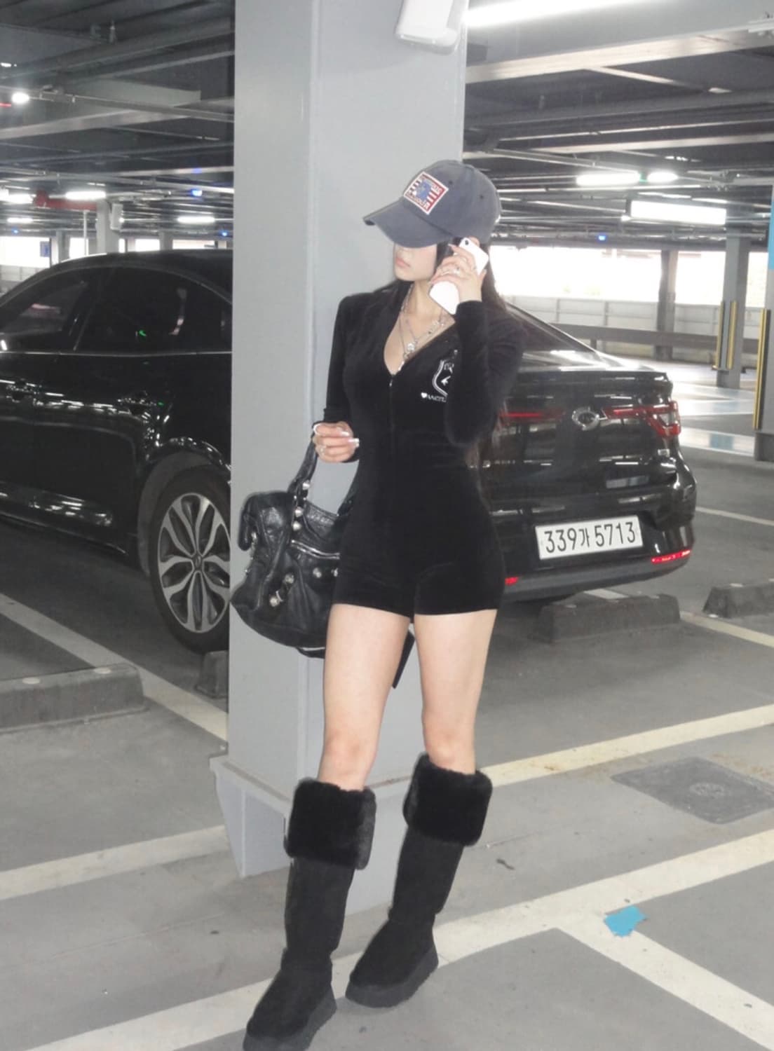 엔젤넘버555 Hilton Velour Bodysuit (BLACK) 상품이미지1