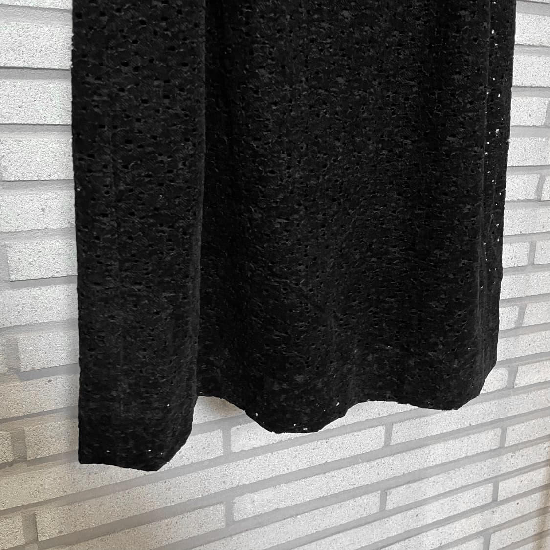 JPN VINTAGE 롱 스커트 핀턱 펀칭 텍스처 트위드 디테일 블랙 상품이미지5