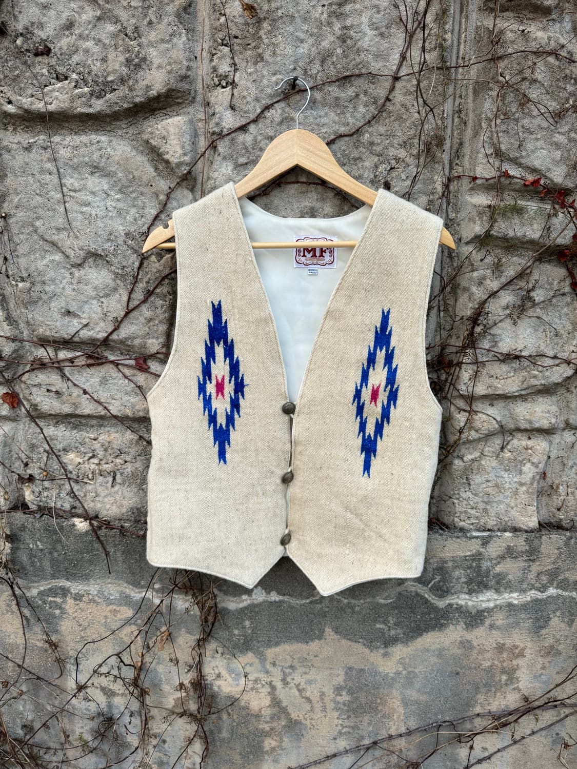 90s mf clothing 빈티지 오르테가 치마요 울 베스트 조끼 상품이미지1