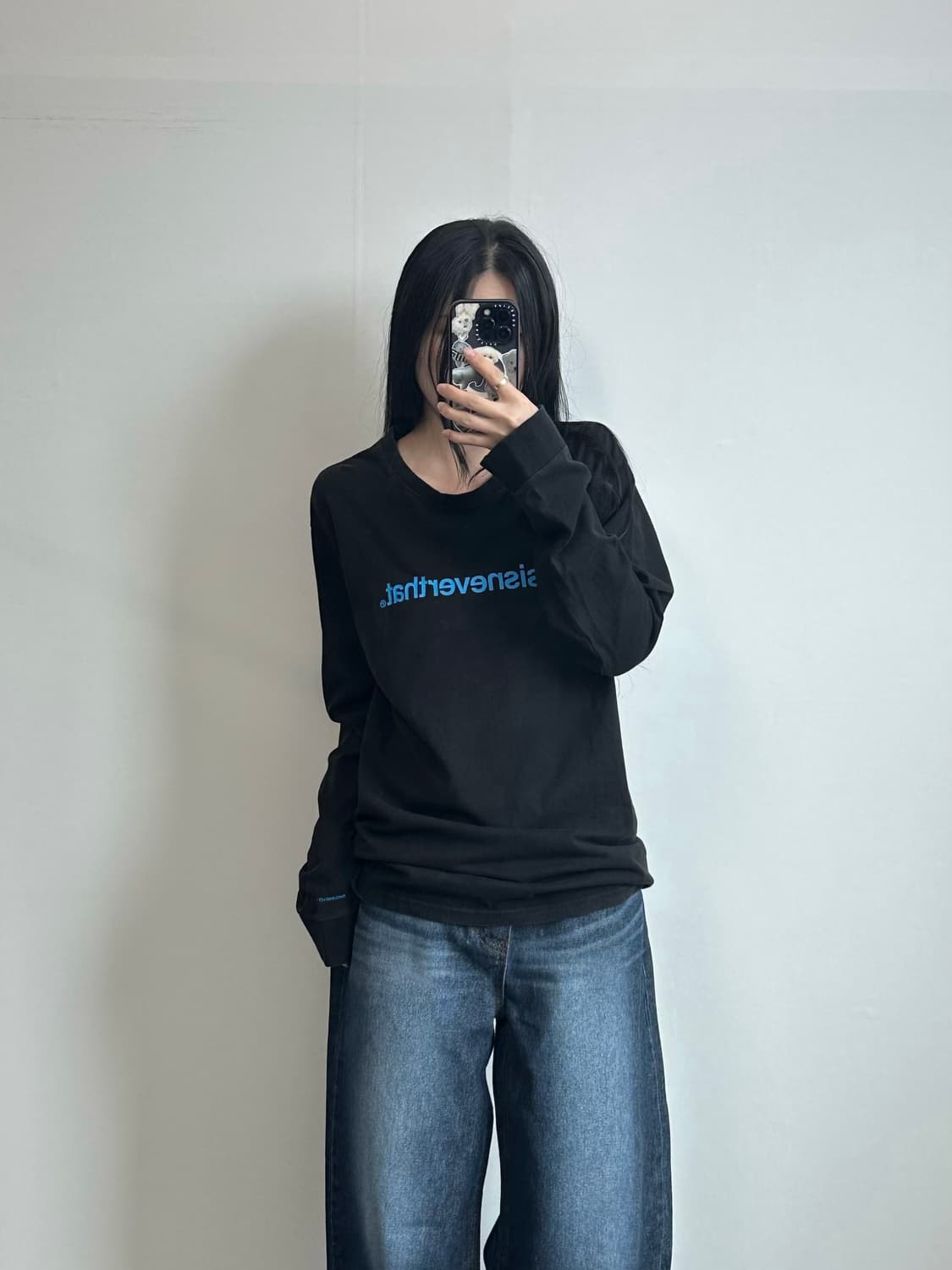 디스이즈네버댓 스펠아웃 블랙 롱 슬리브 긴팔티 상품이미지1